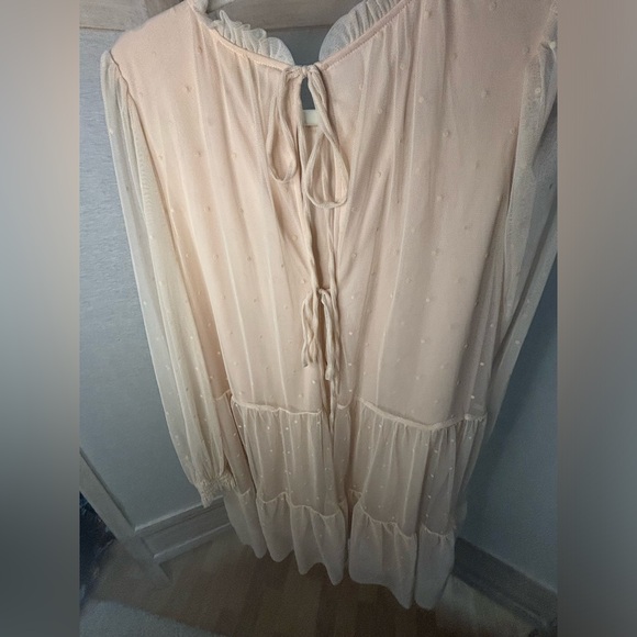 Blush Tulle Tiered Sheer Sleeve Babydoll Dress NWOT - Picture 11 of 16